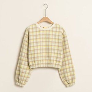 Creamy Plaid Crop Sweater